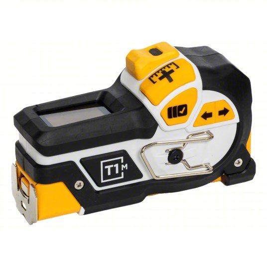 Digital Tape Measure: Inch, Magnetic Single Hook Tip, Plastic with Rubberized Grip