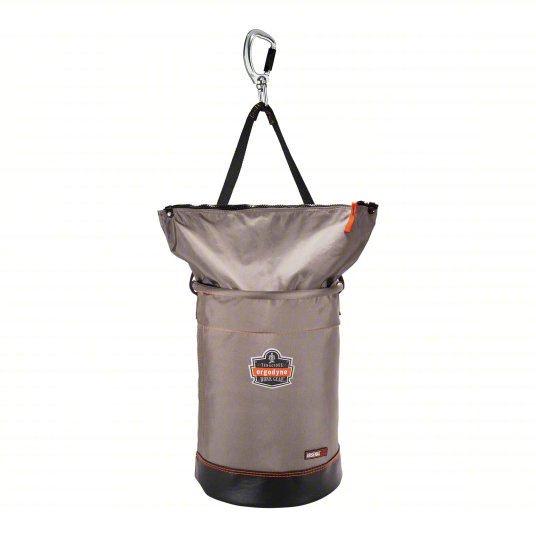 Bucket Bag: 12 1/2 in W x 17 in H x 17 in L, Gray, Nylon, 1 Pockets, Zipper
