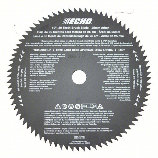 Brush Cutter Blade: 10 in Dia, Metal, DSRM-2600U/SRM-2620/SRM-2620T/SRM-266