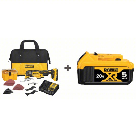 Oscillating Tool Kit: 0 to 20,000, 3.2° Oscillation Angle, Accessory Free Tool Change, 20V