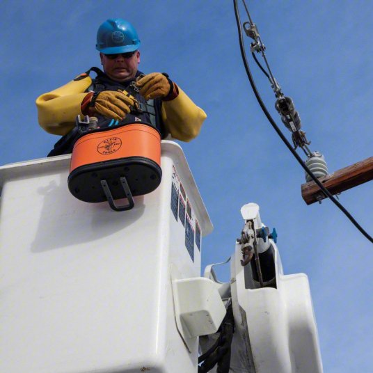 Bucket Bag: 14 in W x 10 in H, Orange, Plastic, 14 Pockets, Open Top