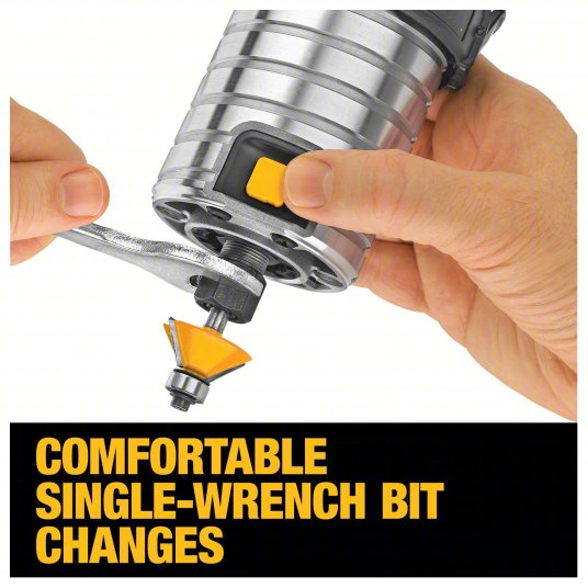 Router: Compact, Fixed Base, 1.25 hp, Variable Speed, 27,000 RPM, 1/4 in Collet, Palm Grip