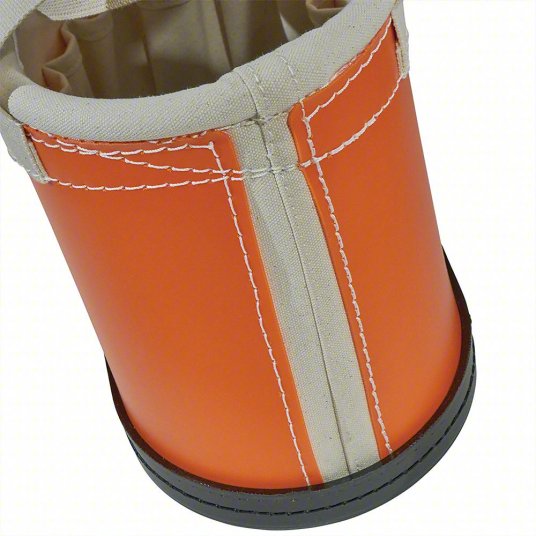 Bucket Bag: 14 in W x 10 in H, Orange, Plastic, 14 Pockets, Open Top