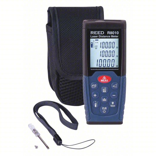 Laser Distance Meter,328ft: Inch/Metric, 1 7/8 in – 328 ft, ± 0.0018 in/ft, AAA