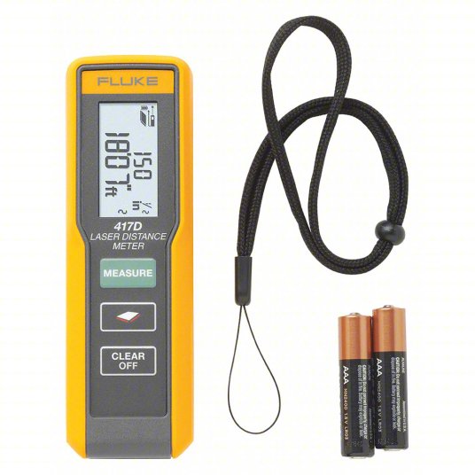 Laser Distance Meter: Area Measurement/Continuous Measurement, Inch/Metric, 2 in – 131 ft, AAA