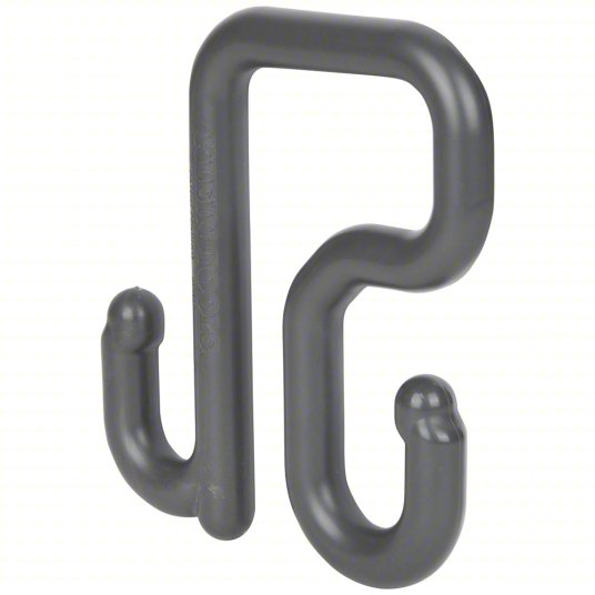 Utility Bucket S-Hook: 11/16 in W x 6 5/16 in H, Gray, Nylon