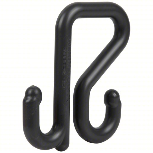 Utility Bucket S-Hook: 11/16 in W x 6 1/16 in H, Gray, Nylon