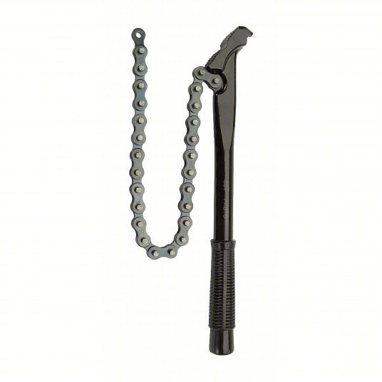 Chain Wrench Satin, For 4 in Outside Dia, 16 1/2 in Chain Lg, 16 1/2 in Handle Lg, Steel