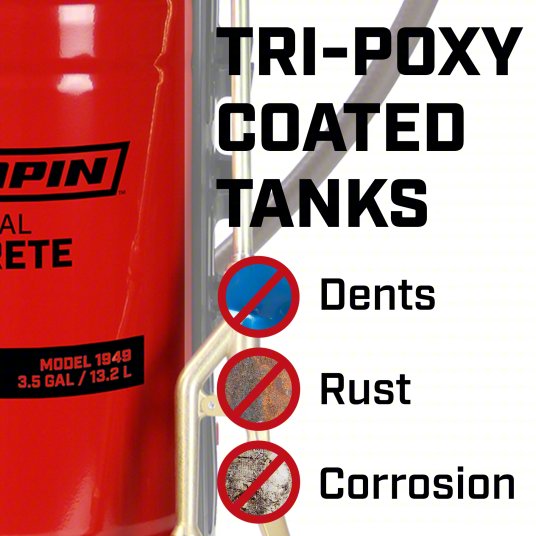 Handheld Sprayer: Spot, 3 1/2 gal Tank, Steel Tank, 25 ft Max Spray Distance, 60 psi