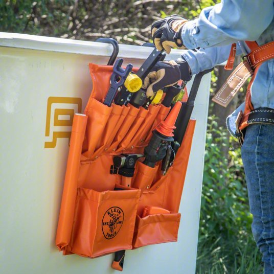 Tool Apron: 24 in W x 23 in H x 23 in L, Orange, Vinyl