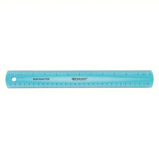 Ruler: 14381, Gen Purpose, 12 in, 0.08 in Thick, 1/16 in, Black, Flex, Matte, SAE, Rule