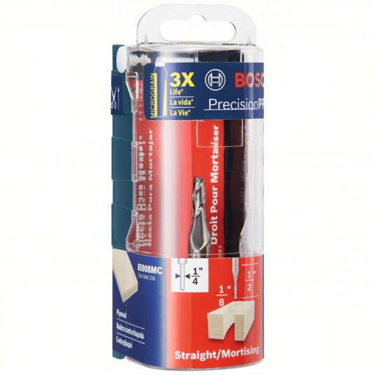 Straight Cut Profile Router Bit: Fractional Inch, Carbide Tipped, 1/8 in Cutter Dia., 2 Flutes