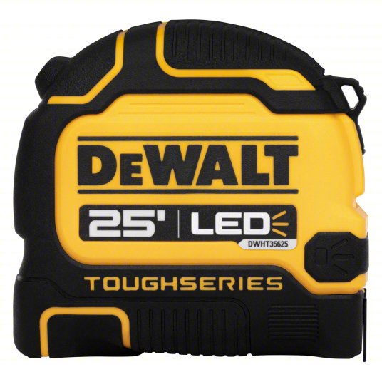 Tape Measure: Inch, Nonmagnetic Double Hook Tip, Plastic, 25 ft, Greater than 24 ft, 1/16 in