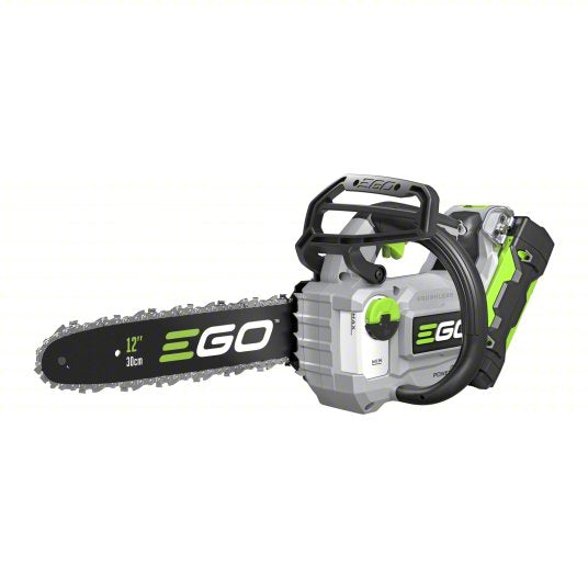 Chainsaw: 12 in Bar Lg, Top Handle, Auto Chain Oiler, 2.5 Ah Battery Capacity, 56 V, 30 cc