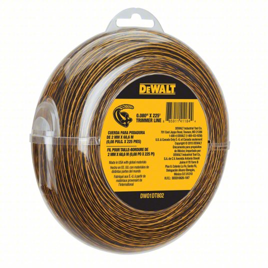 String Trimmer Line: 0.08 in Dia, 225 ft Overall Lg, 51 to 250 ft