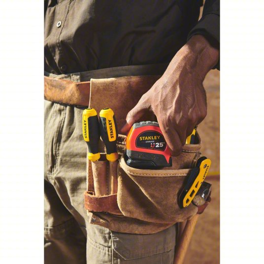 Tape Measure: Inch/Fractional-Read, Magnetic Single Hook Tip, Plastic with Rubberized Grip