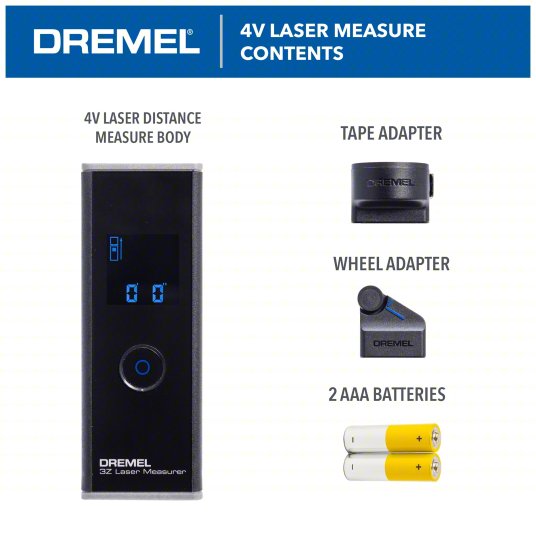 Laser Distance Meter: Area Measurement/Distance Measurement, Inch, 6 in – 65 ft, ± 0.125 in