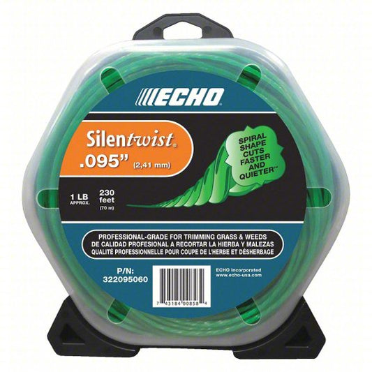 String Trimmer Line: Nylon, 0.095 in Dia, 230 ft Overall Lg, Twisted, Orange, 51 to 250 ft