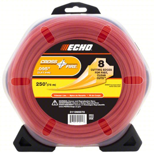 String Trimmer Line: 0.095 in Dia, 250 ft Overall Lg, Square, Orange, Greater than 250 ft