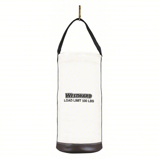 Bucket Bag: 12 in W x 17 in H x 12 in L, Off-White, Canvas, 0 Pockets, Zipper