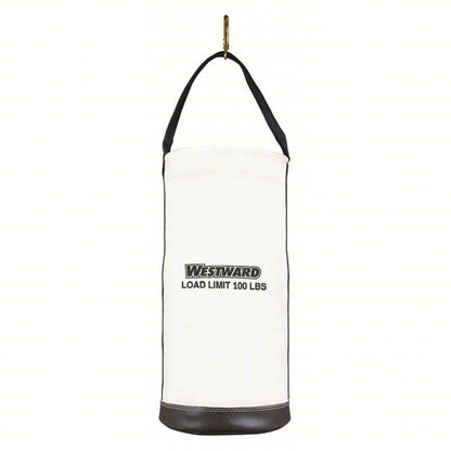 Bucket Bag: 12 in W x 17 in H x 12 in L, Off-White, Canvas, 0 Pockets, Zipper