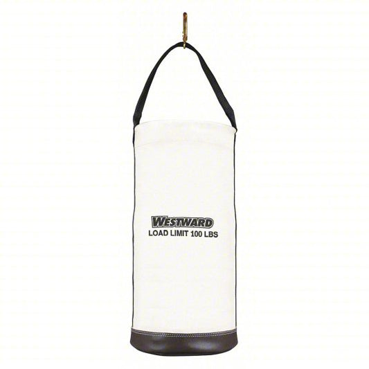 Bucket Bag: 12 in W x 17 in H x 12 in L, Off-White, Canvas, 0 Pockets, Zipper