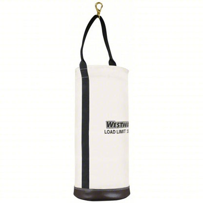 Bucket Bag: 12 in W x 17 in H x 12 in L, Off-White, Canvas, 0 Pockets, Zipper