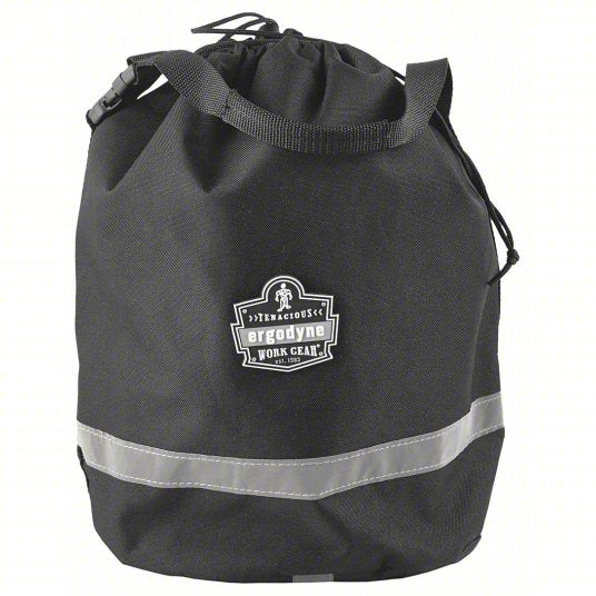 Bucket Bag: 10 in W x 15 in H x 10 in L, Black, Polyester, 0 Pockets, Drawstring