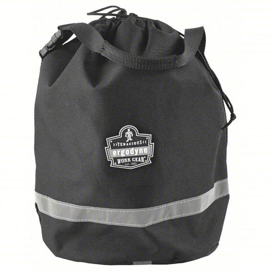 Bucket Bag: 10 in W x 15 in H x 10 in L, Black, Polyester, 0 Pockets, Drawstring