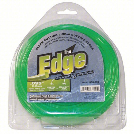 String Trimmer Line: Co-Polymer, 0.095 in Dia, 275 ft Overall Lg, Multi-Sided, Green