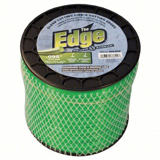 String Trimmer Line: Co-Polymer, 0.095 in Dia, 825 ft Overall Lg, Multi-Sided, Green