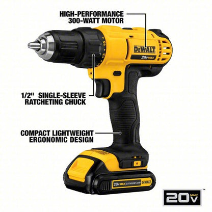 Cordless Tool Combination Kit: 2 Tools, Drill/Impact Driver, 20 V DC Volt, Battery Included