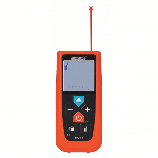 Laser Distance Meter: Inch/Metric, 2 in – 150 ft, ± 0.0625 in @ 150 ft, AAA, Plastic