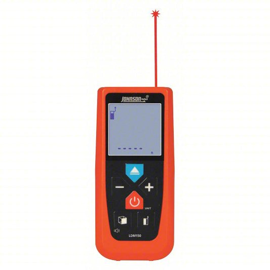 Laser Distance Meter: Inch/Metric, 2 in – 150 ft, ± 0.0625 in @ 150 ft, AAA, Plastic