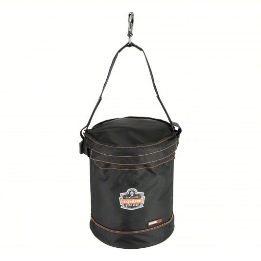 Bucket Bag: 12 1/2 in W x 15 in H x 12 1/2 in L, Black, Nylon, 0 Pockets, Buckle