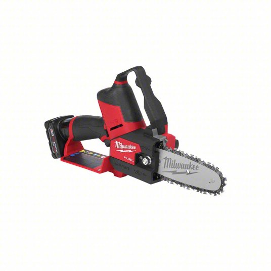Battery-Powered Chainsaw Kit: 6 in Bar Lg, Rear Handle, Auto Chain Oiler, 12 V