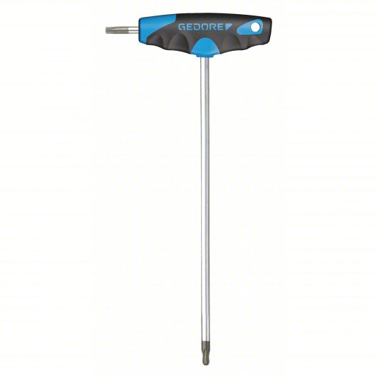 2 Tips, Torx, Single Ball End, T10 Tip Size, Long, Alloy Steel, Chrome, T-Handle