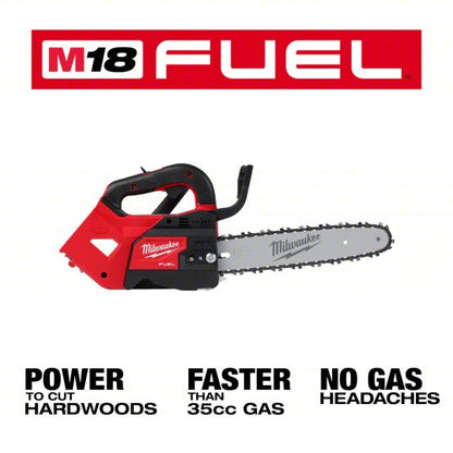 Battery-Powered Chainsaw: 12 in Bar Lg, Top Handle, Auto Chain Oiler, 18 V, 35 cc