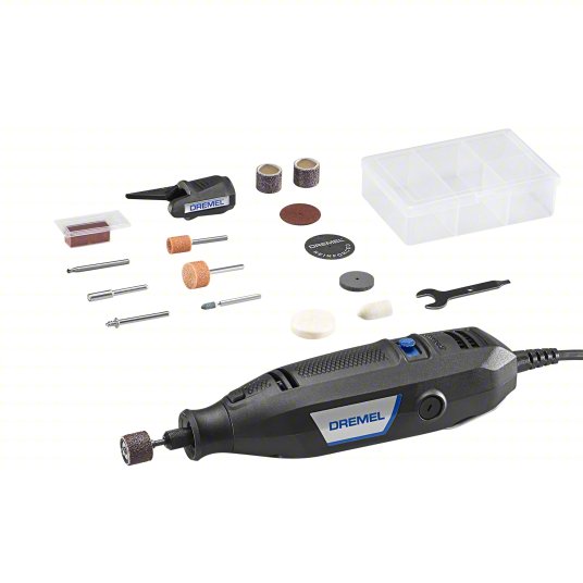 Rotary Tool Kit: 1.2 A Current, 35,000 RPM Max. Speed, Variable Speed, 1/8 in Collet Size