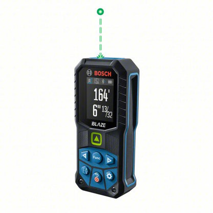 Laser Distance Meter: Inch, 6 in – 165 ft, ± 0.0625 in, 3V, Rubber, Bluetooth, Digital, SAE