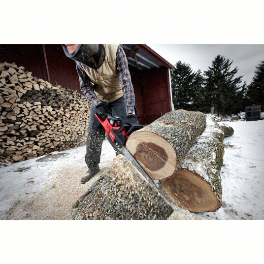 Battery-Powered Chainsaw: 14 in Bar Lg, Rear Handle, Auto Chain Oiler, 18 V, 40 cc