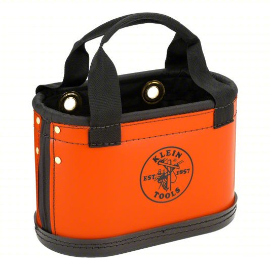 Bucket Bag: 14 in W x 10 in H, Orange, Plastic, 15 Pockets, Open Top