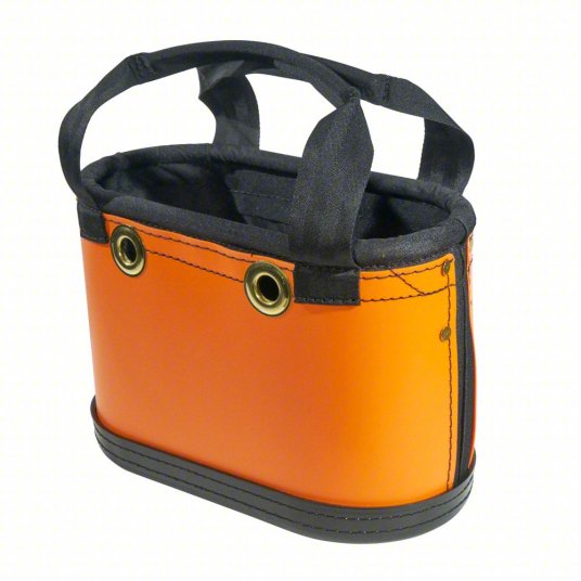 Bucket Bag: 14 in W x 10 in H, Orange, Plastic, 15 Pockets, Open Top