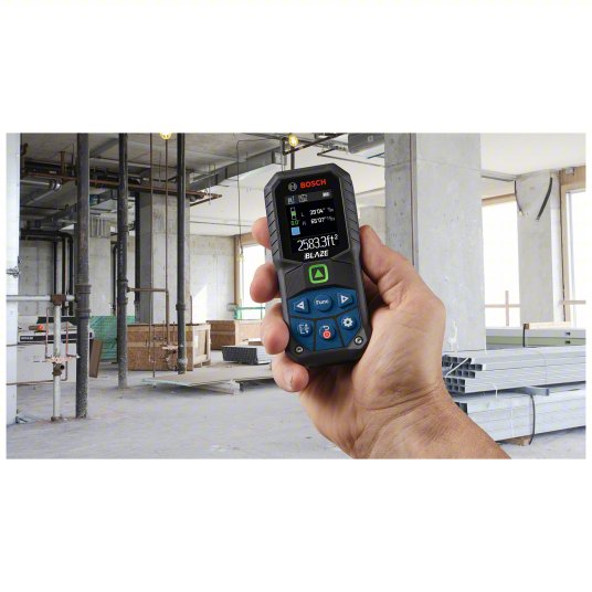 Laser Distance Meter: Inch, 6 in – 165 ft, ± 0.0625 in, 3V, Rubber, Bluetooth, Digital, SAE