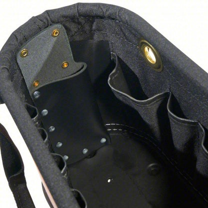 Bucket Bag: 14 in W x 10 in H, Orange, Plastic, 15 Pockets, Open Top