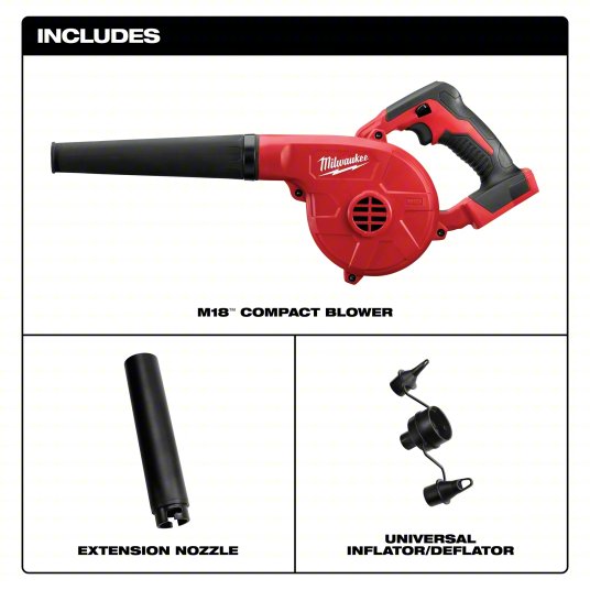 Leaf Blower: M18™, 100 cfm Max. Air Flow, 160 mph Max. Air Speed, 3 Speeds
