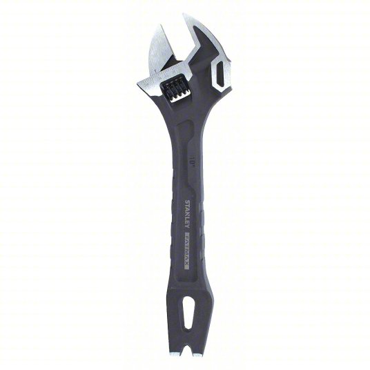 Adjustable Wrench Alloy Steel, Black Oxide, 10 in Overall Lg, 1 1/4 in Jaw Capacity