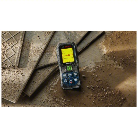Laser Distance Meter: Inch, 6 in – 165 ft, ± 0.0625 in, AA, Rubber, Digital, Green, SAE