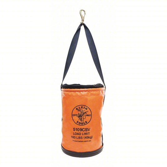 Bucket Bag: 17 in H, Orange, Canvas, 0 Pockets, Open Top, Single Handle With Snap Hook