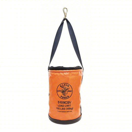 Bucket Bag: 17 in H, Orange, Canvas, 0 Pockets, Open Top, Single Handle With Snap Hook
